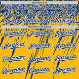Custom Gold Royal-White Distressed Scratch Brush Stroke Authentic Baseball Jersey