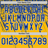 Custom Gold Royal-White Distressed Scratch Brush Stroke Authentic Baseball Jersey