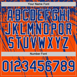 Custom Orange Royal-White Distressed Scratch Brush Stroke Authentic Baseball Jersey