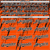 Custom Orange Black-White Distressed Scratch Brush Stroke Authentic Baseball Jersey