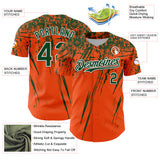 Custom Orange Green-White Distressed Scratch Brush Stroke Authentic Baseball Jersey