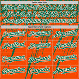 Custom Orange Kelly Green-White Distressed Scratch Brush Stroke Authentic Baseball Jersey