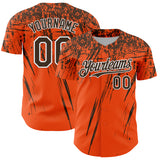 Custom Orange Brown-White Distressed Scratch Brush Stroke Authentic Baseball Jersey