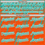 Custom Orange Aqua-White Distressed Scratch Brush Stroke Authentic Baseball Jersey