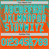 Custom Orange Aqua-White Distressed Scratch Brush Stroke Authentic Baseball Jersey