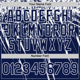 Custom Navy White Distressed Scratch Brush Stroke Authentic Baseball Jersey