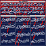 Custom Navy Red-White Distressed Scratch Brush Stroke Authentic Baseball Jersey