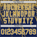 Custom Navy Old Gold-White Distressed Scratch Brush Stroke Authentic Baseball Jersey