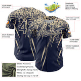 Custom Navy Cream Distressed Scratch Brush Stroke Authentic Baseball Jersey