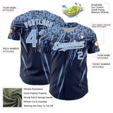 Custom Navy Light Blue-White Distressed Scratch Brush Stroke Authentic Baseball Jersey