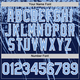 Custom Navy Light Blue-White Distressed Scratch Brush Stroke Authentic Baseball Jersey