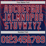 Custom Navy Crimson-White Distressed Scratch Brush Stroke Authentic Baseball Jersey