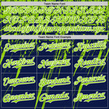Custom Navy Neon Green-White Distressed Scratch Brush Stroke Authentic Baseball Jersey