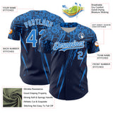 Custom Navy Electric Blue-White Distressed Scratch Brush Stroke Authentic Baseball Jersey