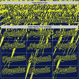 Custom Navy Neon Yellow Distressed Scratch Brush Stroke Authentic Baseball Jersey