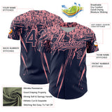Custom Navy Medium Pink Distressed Scratch Brush Stroke Authentic Baseball Jersey