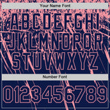 Custom Navy Medium Pink Distressed Scratch Brush Stroke Authentic Baseball Jersey