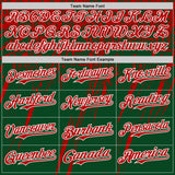 Custom Green Red-White Distressed Scratch Brush Stroke Authentic Baseball Jersey