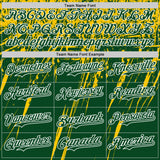 Custom Green Yellow-White Distressed Scratch Brush Stroke Authentic Baseball Jersey