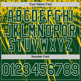Custom Green Yellow-White Distressed Scratch Brush Stroke Authentic Baseball Jersey