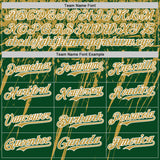 Custom Green Old Gold-White Distressed Scratch Brush Stroke Authentic Baseball Jersey