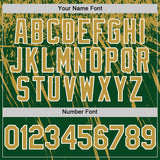 Custom Green Old Gold-White Distressed Scratch Brush Stroke Authentic Baseball Jersey
