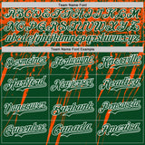 Custom Green Orange-White Distressed Scratch Brush Stroke Authentic Baseball Jersey