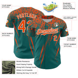 Custom Teal Orange-White Distressed Scratch Brush Stroke Authentic Baseball Jersey