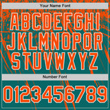 Custom Teal Orange-White Distressed Scratch Brush Stroke Authentic Baseball Jersey