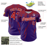 Custom Purple Red-White Distressed Scratch Brush Stroke Authentic Baseball Jersey