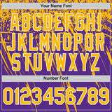 Custom Purple Gold-White Distressed Scratch Brush Stroke Authentic Baseball Jersey