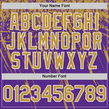 Custom Purple Old Gold-White Distressed Scratch Brush Stroke Authentic Baseball Jersey