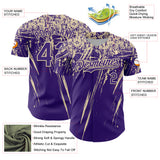 Custom Purple Cream Distressed Scratch Brush Stroke Authentic Baseball Jersey