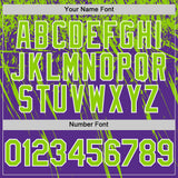 Custom Purple Neon Green-White Distressed Scratch Brush Stroke Authentic Baseball Jersey