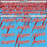 Custom Sky Blue Red-White Distressed Scratch Brush Stroke Authentic Baseball Jersey