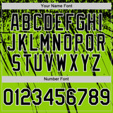 Custom Neon Green Black-White Distressed Scratch Brush Stroke Authentic Baseball Jersey