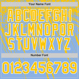 Custom Light Blue Yellow-White Distressed Scratch Brush Stroke Authentic Baseball Jersey
