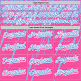 Custom Pink Light Blue-White Distressed Scratch Brush Stroke Authentic Baseball Jersey