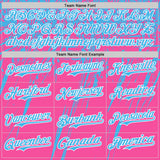 Custom Pink Sky Blue-White Distressed Scratch Brush Stroke Authentic Baseball Jersey