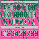 Custom Pink Kelly Green-White Distressed Scratch Brush Stroke Authentic Baseball Jersey