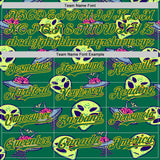Custom Kelly Green Gold 3D Pattern Design Alien UFO Space Authentic Baseball Jersey
