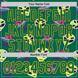 Custom Kelly Green Gold 3D Pattern Design Alien UFO Space Authentic Baseball Jersey