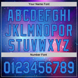 Custom Purple Electric Blue-Dark Purple 3D Pattern Design Alien Family UFO Space Galaxy Flame Authentic Baseball Jersey