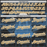 Custom Blue Old Gold Black-White 3D Pattern Design Alien UFO Galaxy Authentic Baseball Jersey