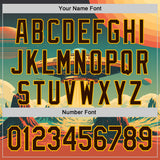 Custom Blue Brown Orange-Gold 3D Pattern Design Alien UFO Galaxy Authentic Baseball Jersey
