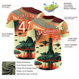 Custom Orange Cream-Red 3D Pattern Design Alien Spaceship Fleet UFO Galaxy Authentic Baseball Jersey