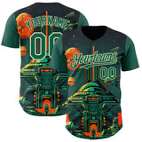 Custom Black Kelly Green-Cream 3D Pattern Design Alien Spaceship Fleet UFO Galaxy Authentic Baseball Jersey