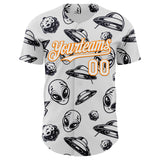 Custom White Bay Orange 3D Pattern Design Alien UFO Authentic Baseball Jersey
