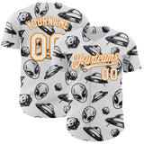Custom White Bay Orange 3D Pattern Design Alien UFO Authentic Baseball Jersey