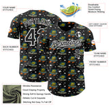 Custom Black White 3D Pattern Design Cartoon Alien UFO Space Galaxy Authentic Baseball Jersey